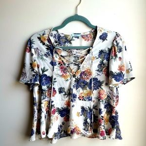Urban Outfitters Floral Lace Up Top